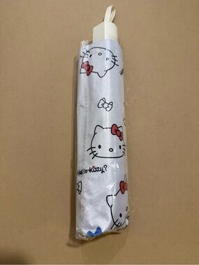 New White & Red Hello Kitty Folding Umbrella
